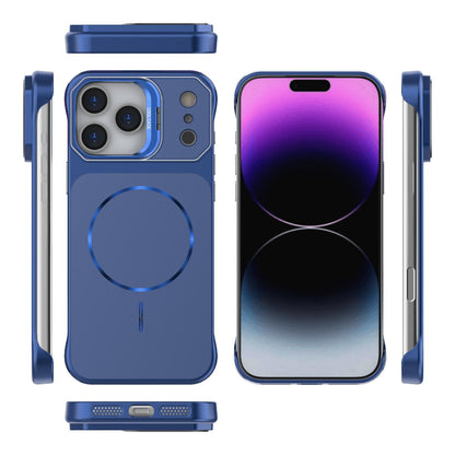 For iPhone 17 Pro Frameless Half-Wrapped PC Magnetic Phone Case - Blue - EDA009914101C