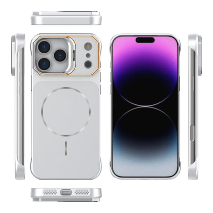 For iPhone 17 Pro Frameless Half-Wrapped PC Magnetic Phone Case - Silver - EDA009914101D