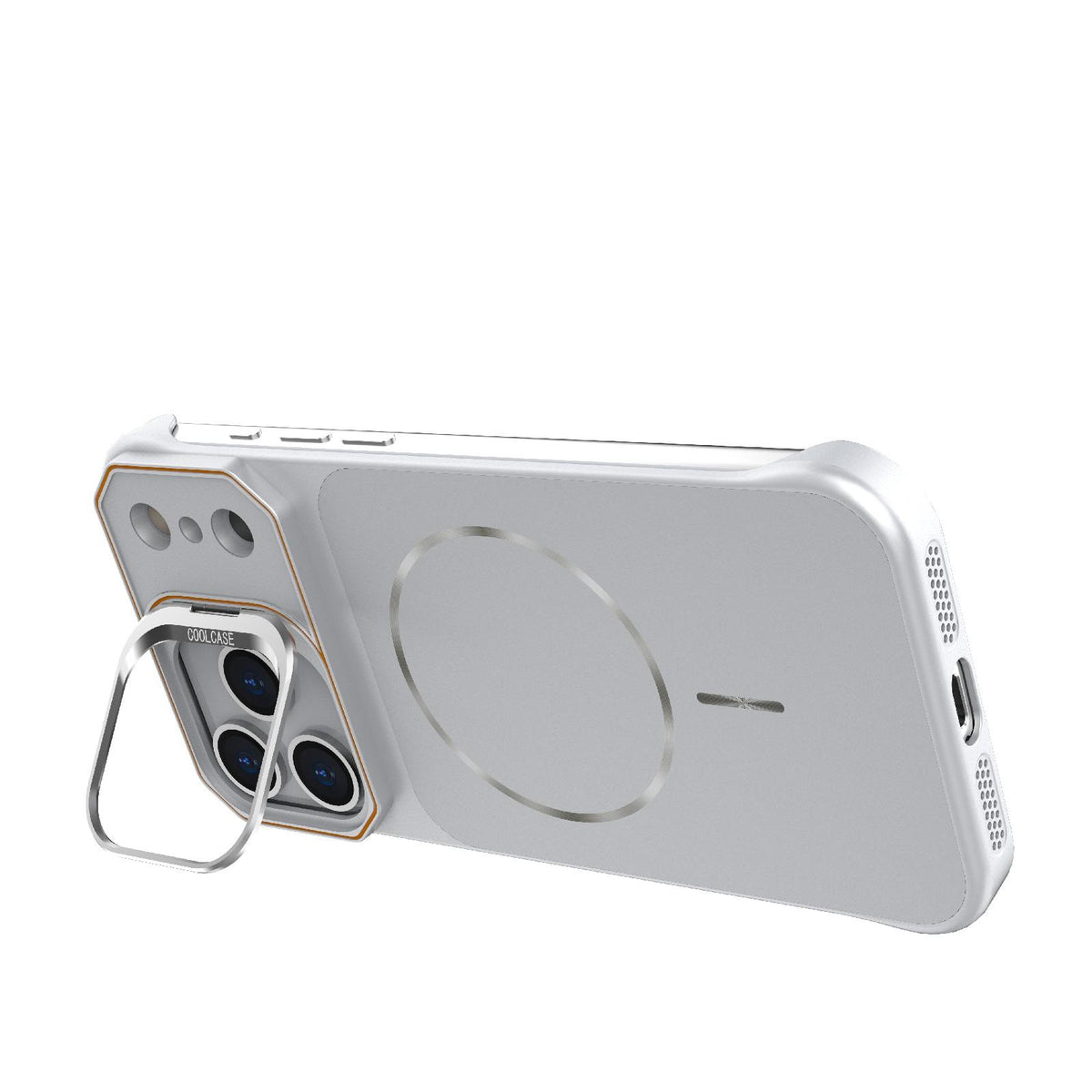 For iPhone 17 Pro Frameless Half-Wrapped PC Magnetic Phone Case - Silver - EDA009914101D