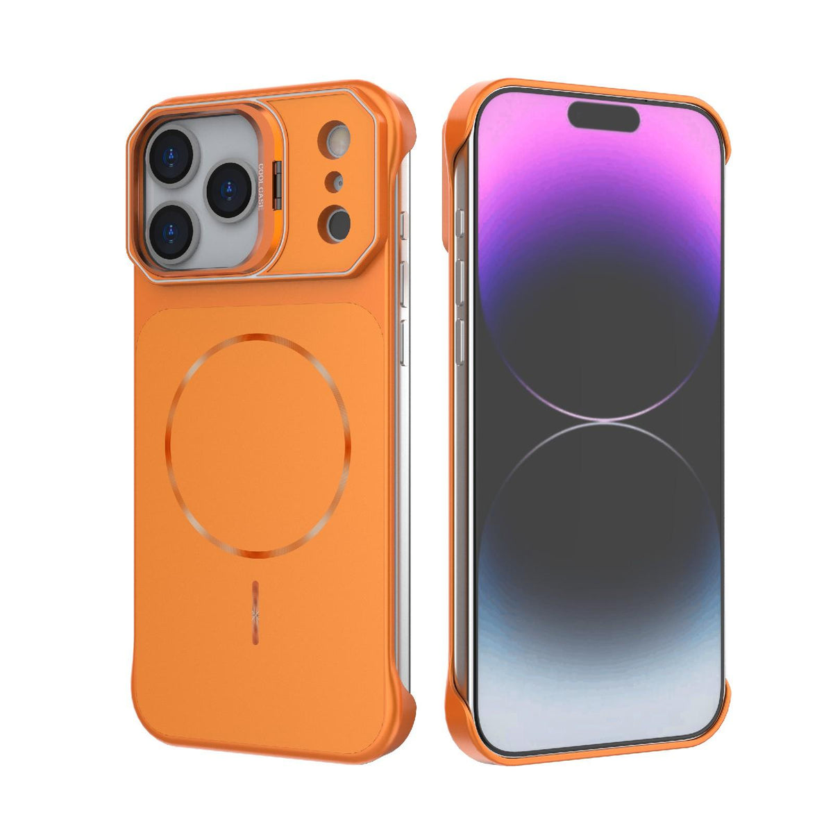 For iPhone 17 Pro Frameless Half-Wrapped PC Magnetic Phone Case - Orange - EDA009914101E