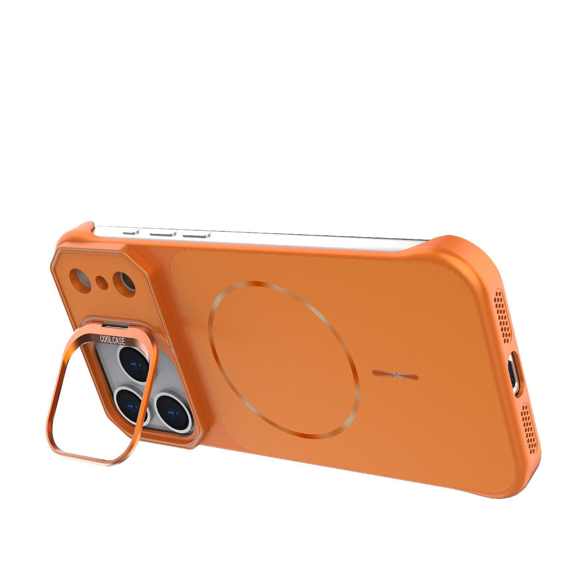 For iPhone 17 Pro Frameless Half-Wrapped PC Magnetic Phone Case - Orange - EDA009914101E
