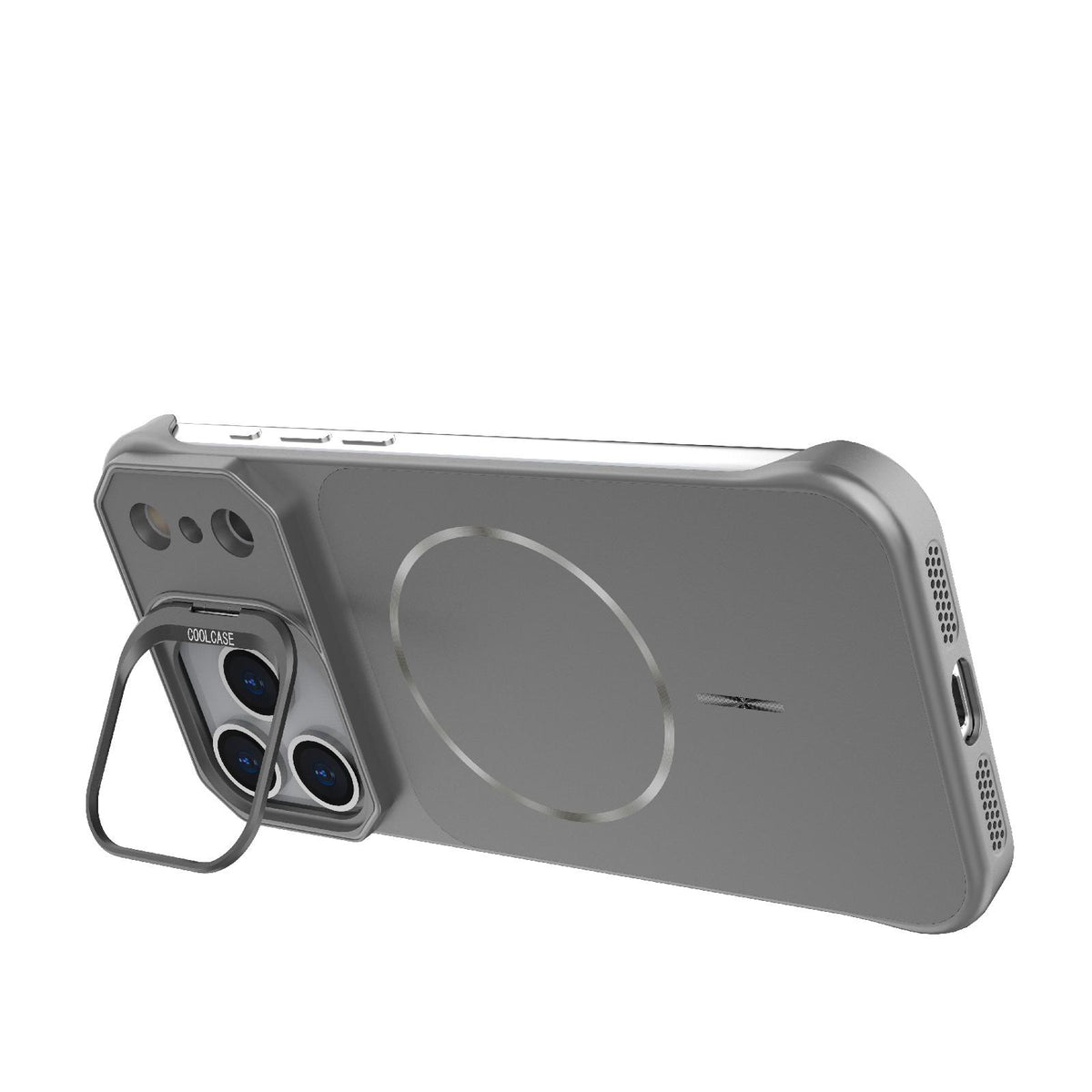 For iPhone 17 Pro Max Frameless Half-Wrapped PC Magnetic Phone Case - Gray - EDA009914102F