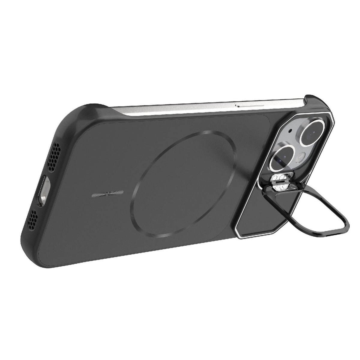 For iPhone 15 Frameless Half-Wrapped PC Magnetic Phone Case - Black - EDA009914104A