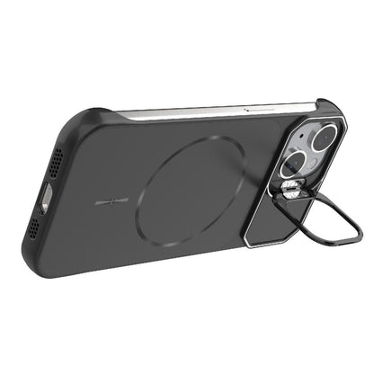 For iPhone 15 Frameless Half-Wrapped PC Magnetic Phone Case - Black - EDA009914104A