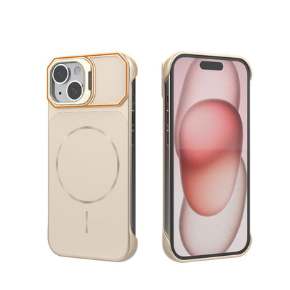 For iPhone 15 Frameless Half-Wrapped PC Magnetic Phone Case - Rose Gold - EDA009914104B