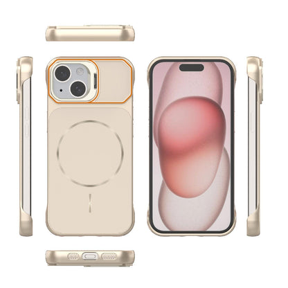 For iPhone 15 Frameless Half-Wrapped PC Magnetic Phone Case - Rose Gold - EDA009914104B
