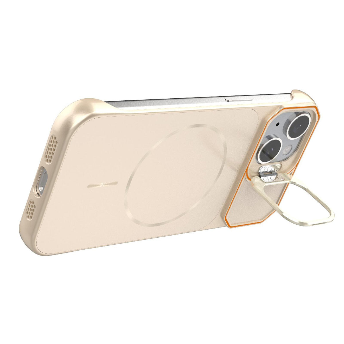 For iPhone 15 Frameless Half-Wrapped PC Magnetic Phone Case - Rose Gold - EDA009914104B
