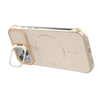 For iPhone 15 Frameless Half-Wrapped PC Magnetic Phone Case - Rose Gold - EDA009914104B
