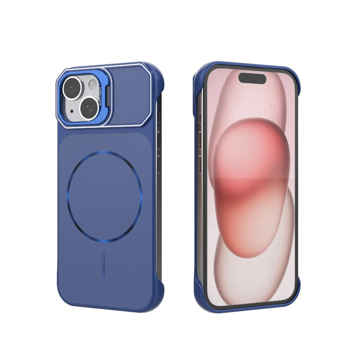 For iPhone 15 Frameless Half-Wrapped PC Magnetic Phone Case - Blue - EDA009914104C