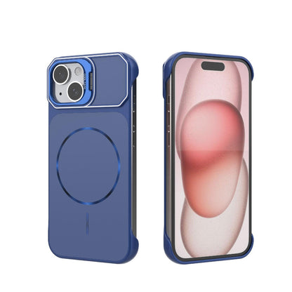 For iPhone 15 Frameless Half-Wrapped PC Magnetic Phone Case - Blue - EDA009914104C