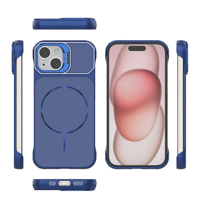 For iPhone 15 Frameless Half-Wrapped PC Magnetic Phone Case - Blue - EDA009914104C