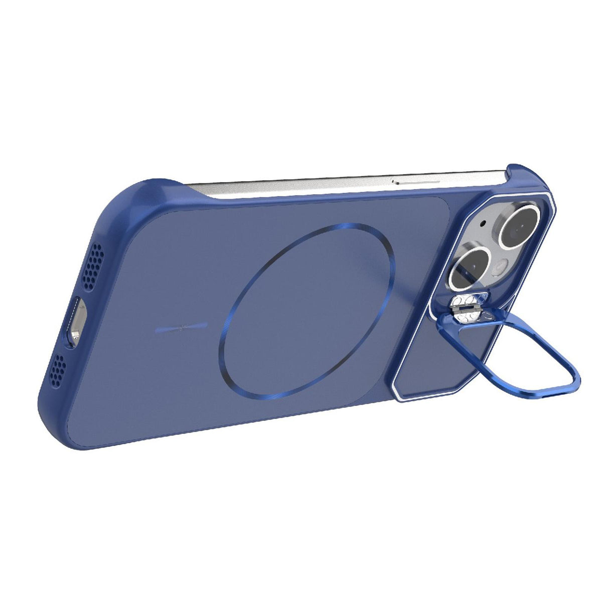 For iPhone 15 Frameless Half-Wrapped PC Magnetic Phone Case - Blue - EDA009914104C
