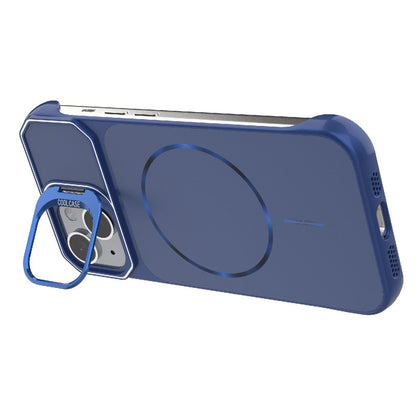 For iPhone 15 Frameless Half-Wrapped PC Magnetic Phone Case - Blue - EDA009914104C