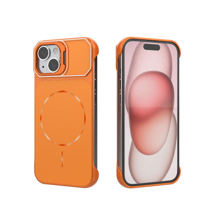 For iPhone 15 Frameless Half-Wrapped PC Magnetic Phone Case - Orange - EDA009914104E