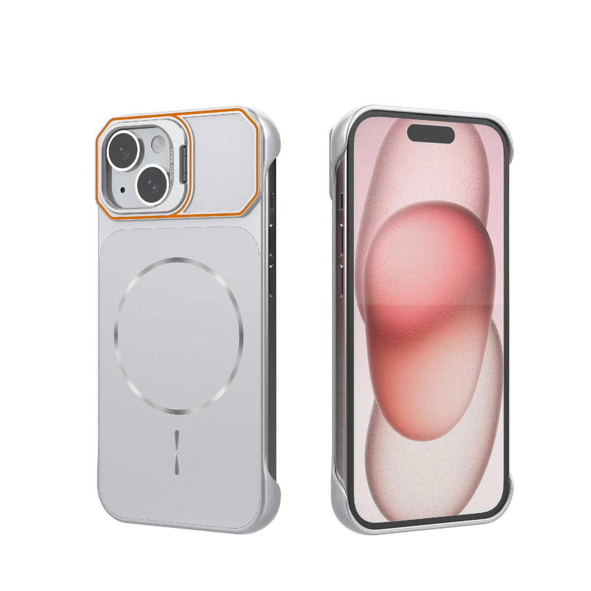 For iPhone 15 Frameless Half-Wrapped PC Magnetic Phone Case - Gray - EDA009914104F