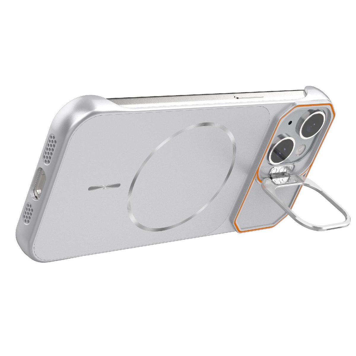 For iPhone 15 Frameless Half-Wrapped PC Magnetic Phone Case - Gray - EDA009914104F