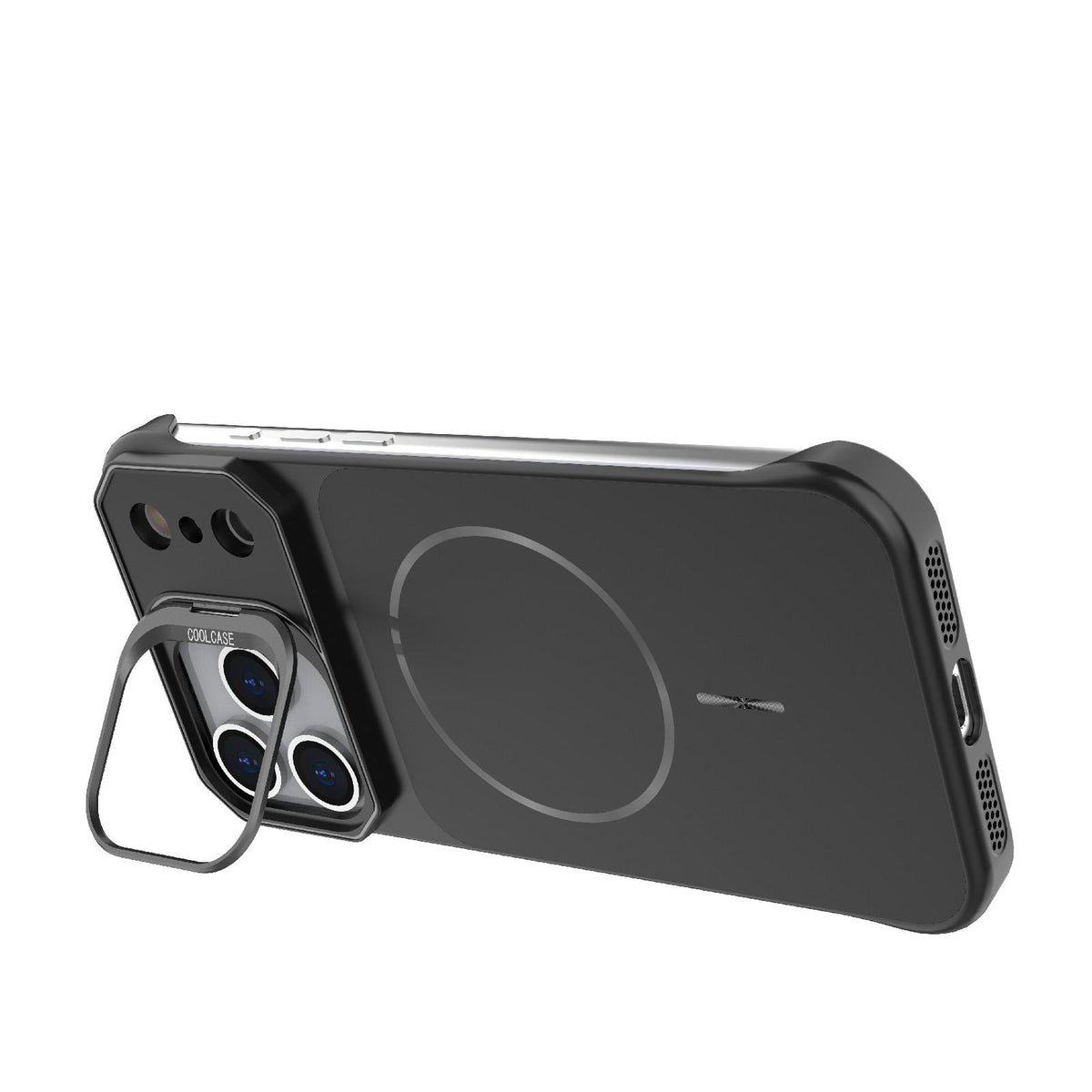 For iPhone 18 Pro Max Frameless Half-Wrapped PC Magnetic Phone Case - Black - EDA009914105A