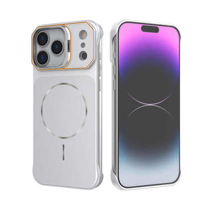 For iPhone 18 Pro Max Frameless Half-Wrapped PC Magnetic Phone Case - Silver - EDA009914105D
