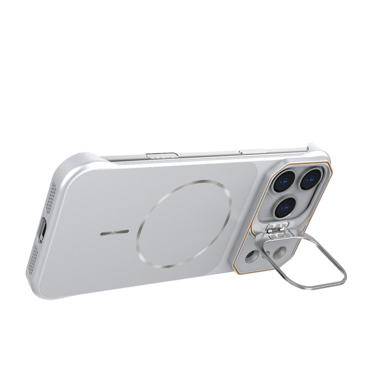 For iPhone 18 Pro Max Frameless Half-Wrapped PC Magnetic Phone Case - Silver - EDA009914105D