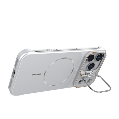 For iPhone 18 Pro Max Frameless Half-Wrapped PC Magnetic Phone Case - Silver - EDA009914105D