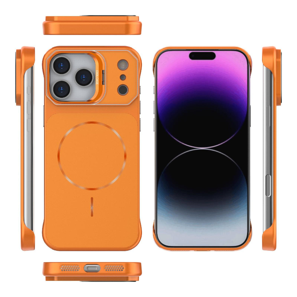 For iPhone 18 Pro Max Frameless Half-Wrapped PC Magnetic Phone Case - Orange - EDA009914105E
