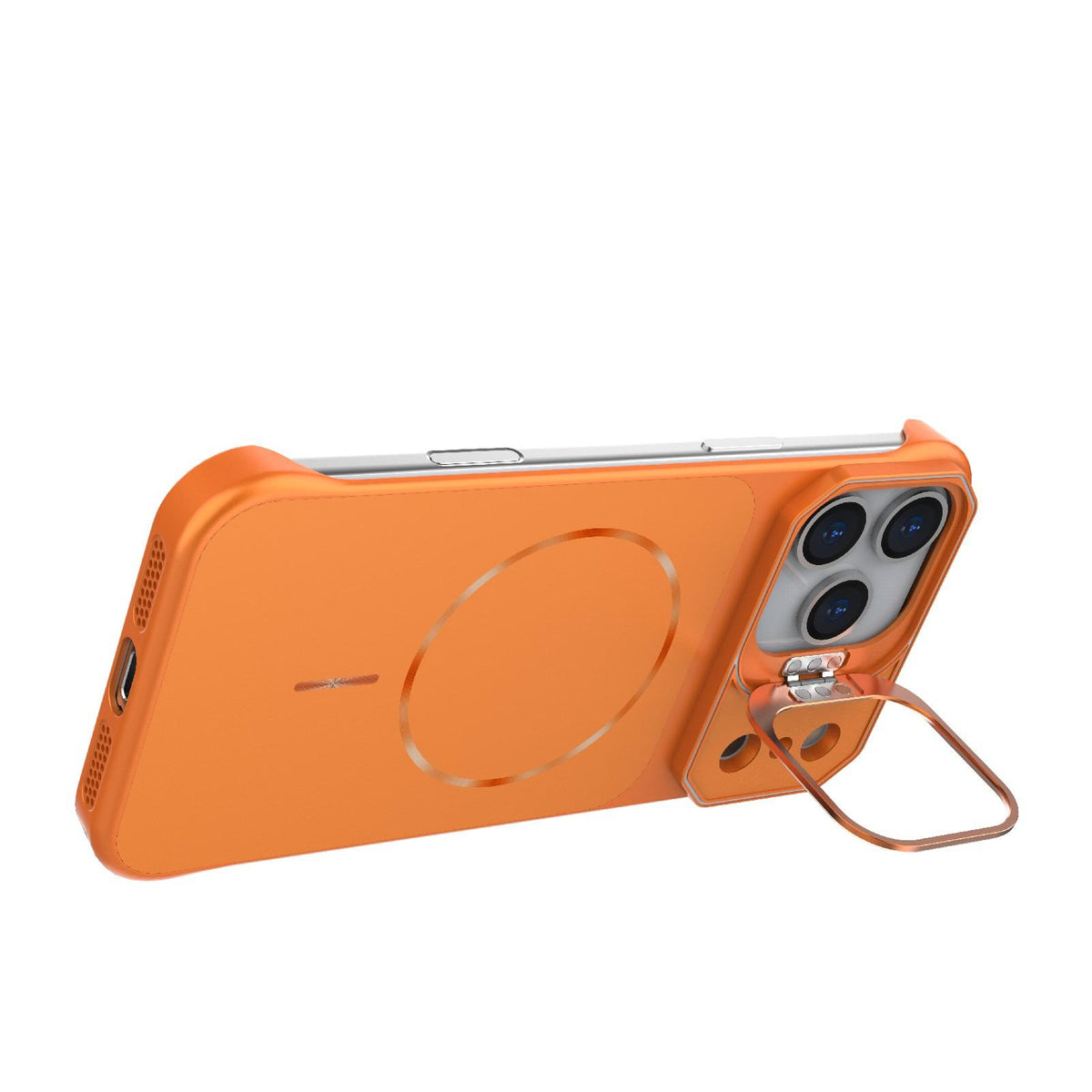 For iPhone 18 Pro Max Frameless Half-Wrapped PC Magnetic Phone Case - Orange - EDA009914105E
