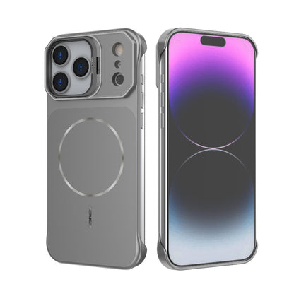 For iPhone 18 Pro Max Frameless Half-Wrapped PC Magnetic Phone Case - Gray - EDA009914105F