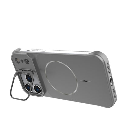 For iPhone 18 Pro Max Frameless Half-Wrapped PC Magnetic Phone Case - Gray - EDA009914105F
