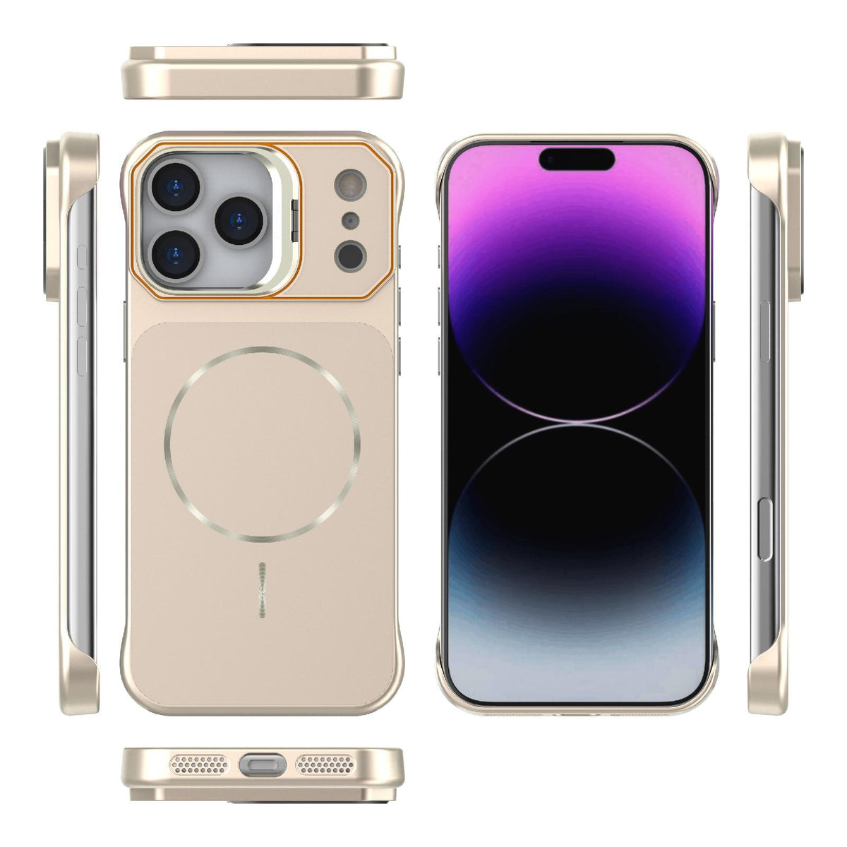 For iPhone 18 Pro Frameless Half-Wrapped PC Magnetic Phone Case - Rose Gold - EDA009914106B