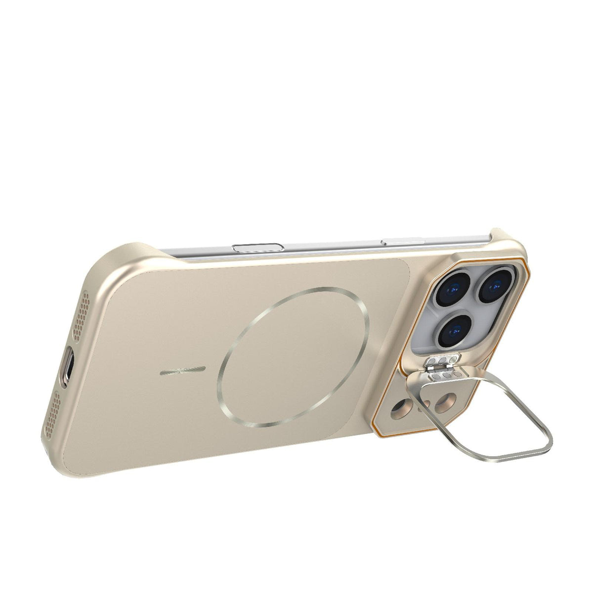 For iPhone 18 Pro Frameless Half-Wrapped PC Magnetic Phone Case - Rose Gold - EDA009914106B