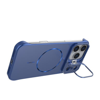 For iPhone 18 Pro Frameless Half-Wrapped PC Magnetic Phone Case - Blue - EDA009914106C