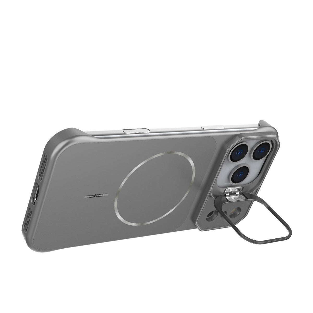 For iPhone 18 Pro Frameless Half-Wrapped PC Magnetic Phone Case - Gray - EDA009914106F