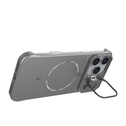 For iPhone 18 Pro Frameless Half-Wrapped PC Magnetic Phone Case - Gray - EDA009914106F