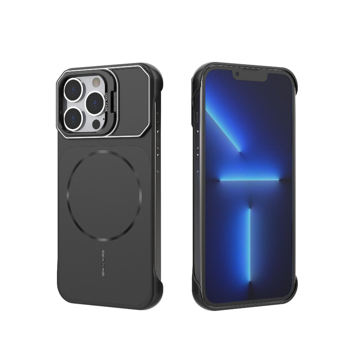 For iPhone 13 Pro Frameless Half-Wrapped PC Magnetic Phone Case - Black - EDA009914107A