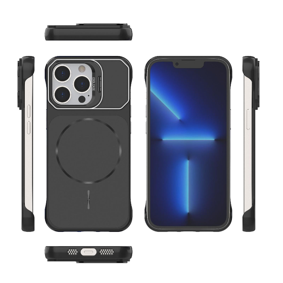 For iPhone 13 Pro Frameless Half-Wrapped PC Magnetic Phone Case - Black - EDA009914107A