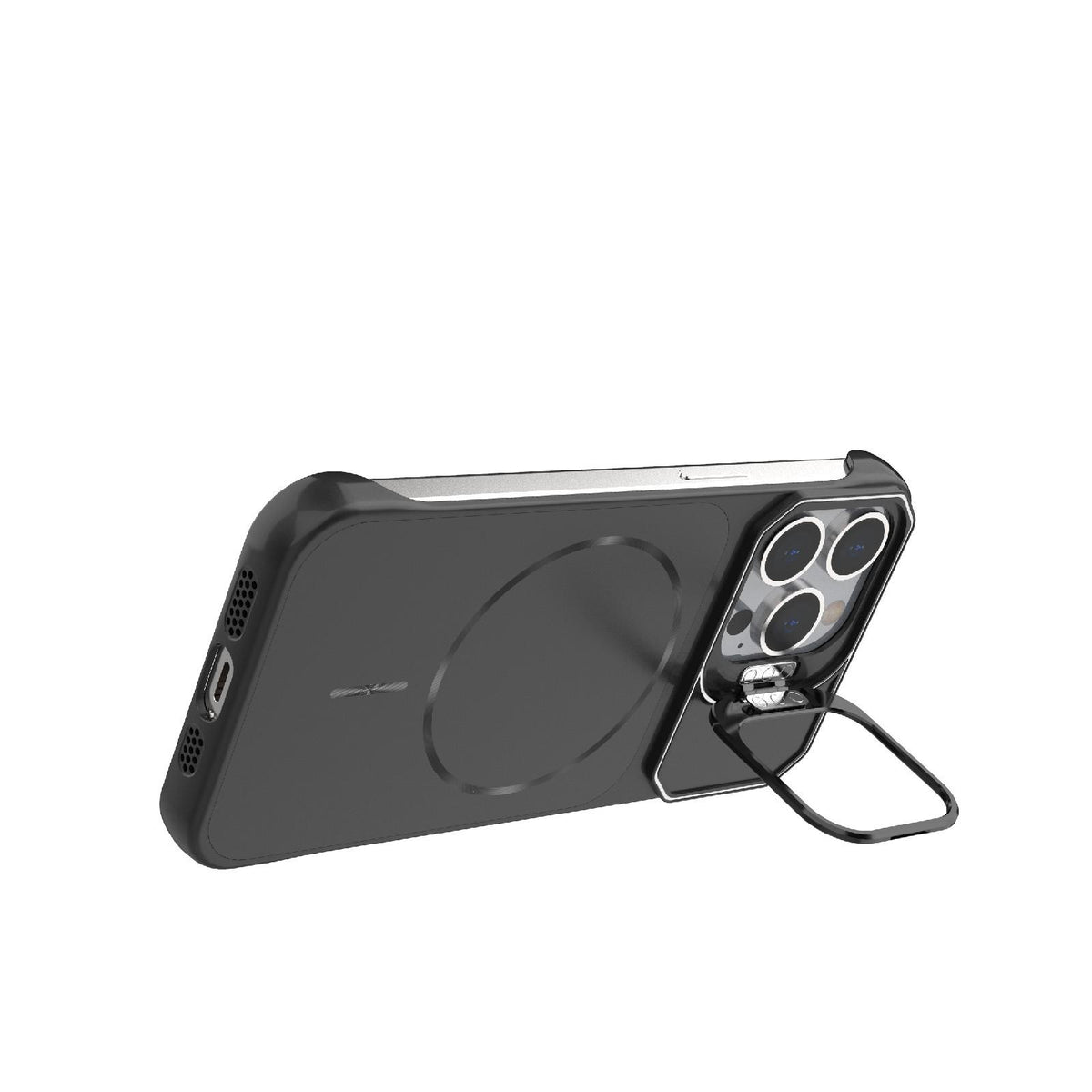 For iPhone 13 Pro Frameless Half-Wrapped PC Magnetic Phone Case - Black - EDA009914107A
