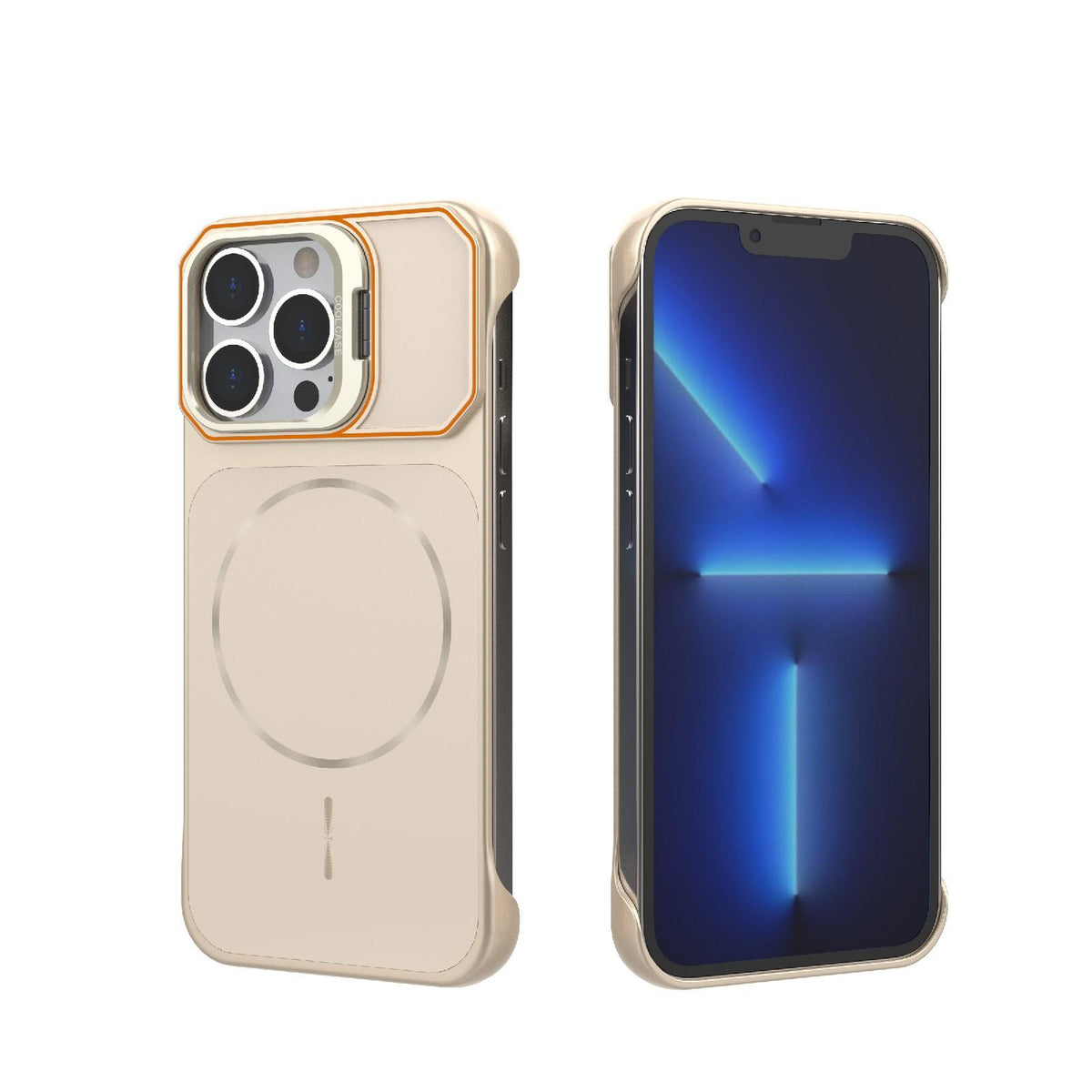 For iPhone 13 Pro Frameless Half-Wrapped PC Magnetic Phone Case - Rose Gold - EDA009914107B
