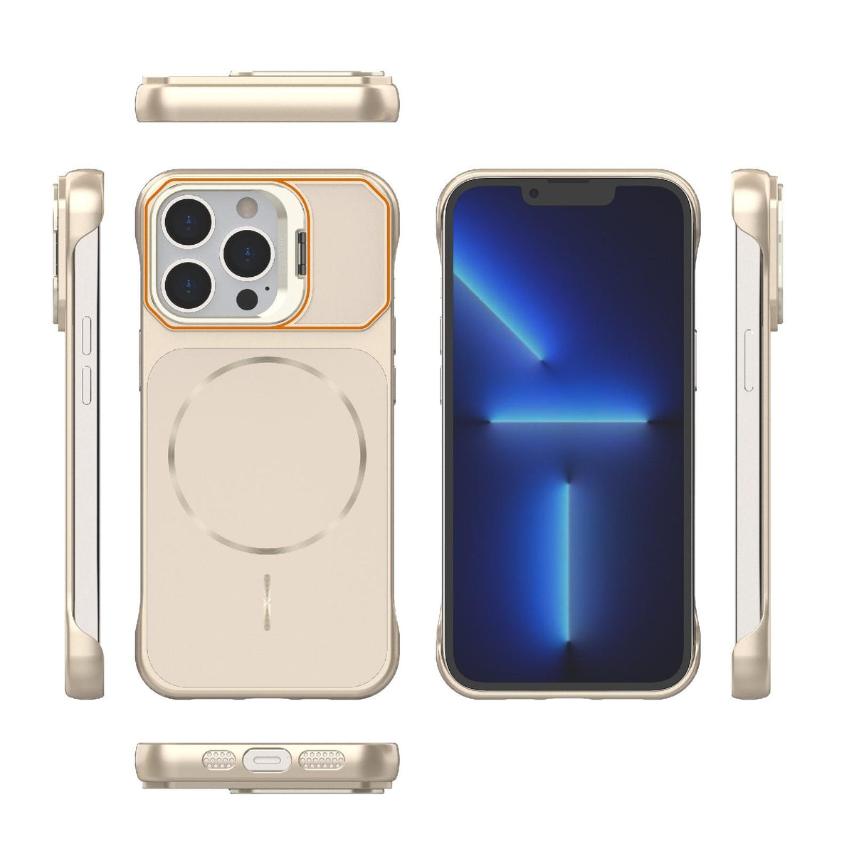 For iPhone 13 Pro Frameless Half-Wrapped PC Magnetic Phone Case - Rose Gold - EDA009914107B