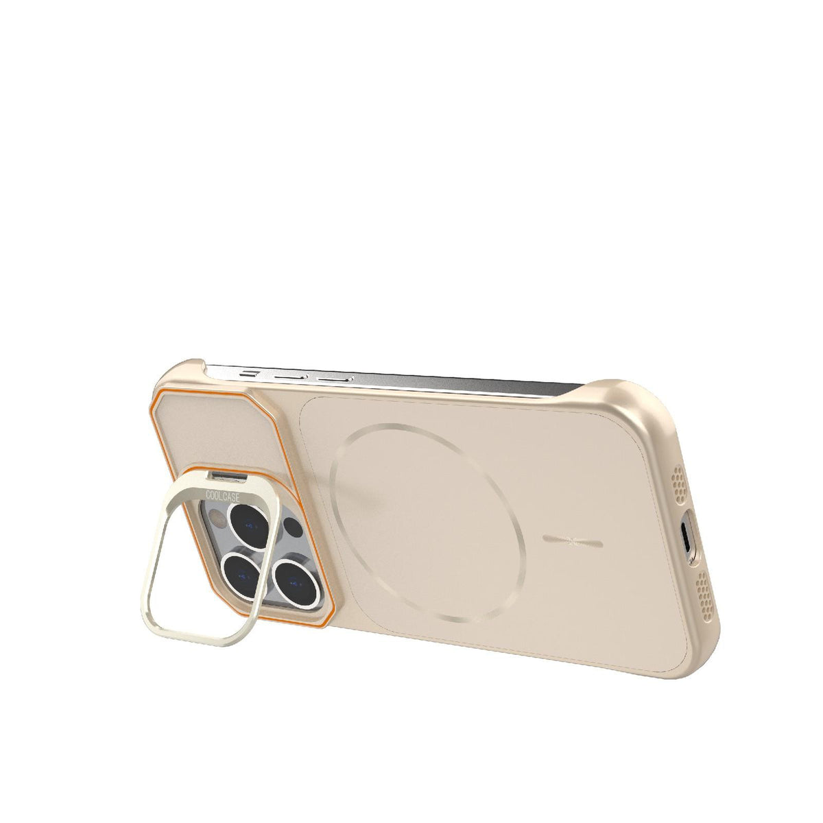 For iPhone 13 Pro Frameless Half-Wrapped PC Magnetic Phone Case - Rose Gold - EDA009914107B