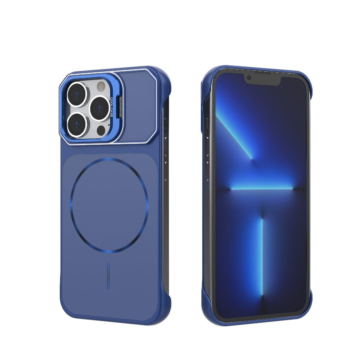 For iPhone 13 Pro Frameless Half-Wrapped PC Magnetic Phone Case - Blue - EDA009914107C
