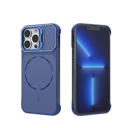 For iPhone 13 Pro Frameless Half-Wrapped PC Magnetic Phone Case - Blue - EDA009914107C