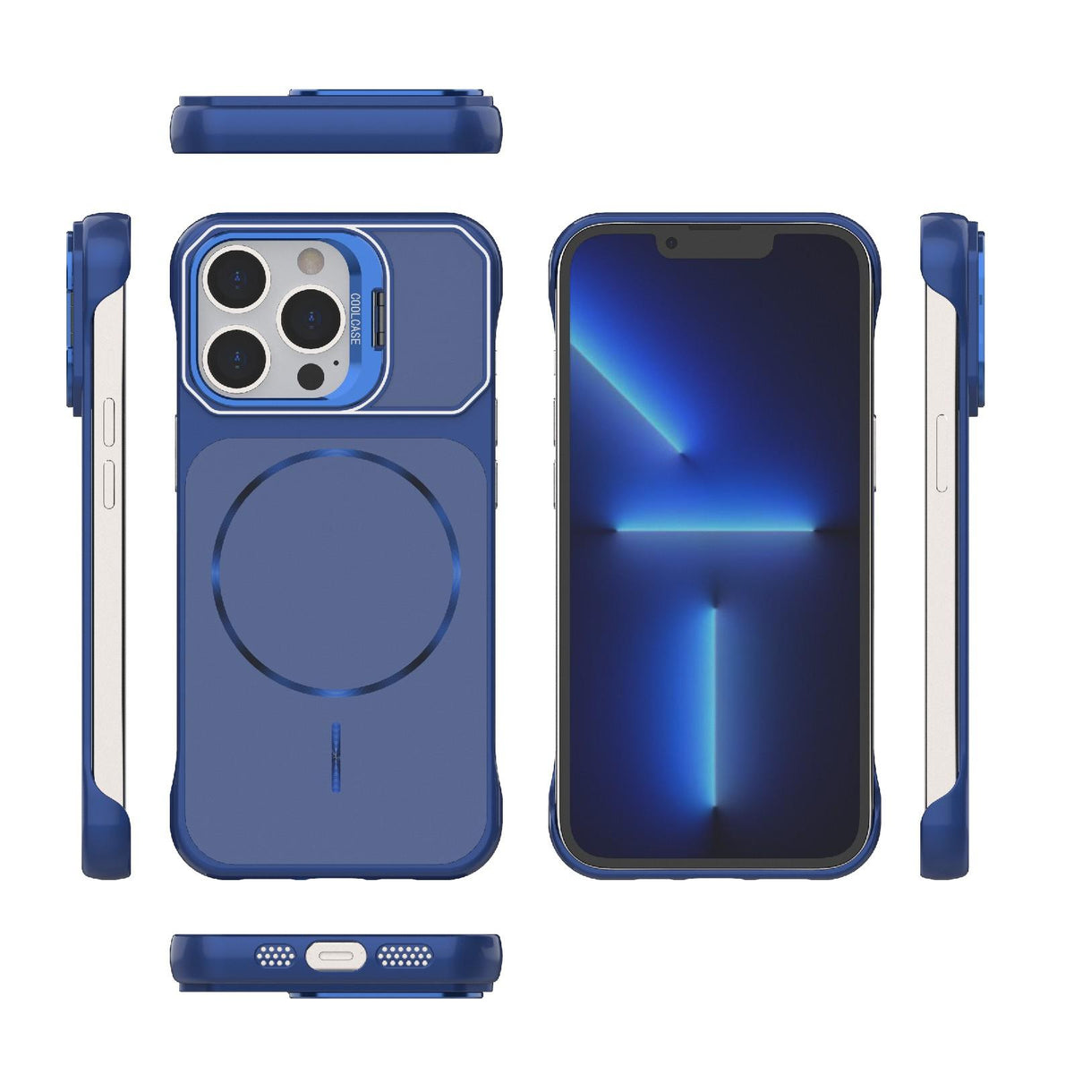 For iPhone 13 Pro Frameless Half-Wrapped PC Magnetic Phone Case - Blue - EDA009914107C