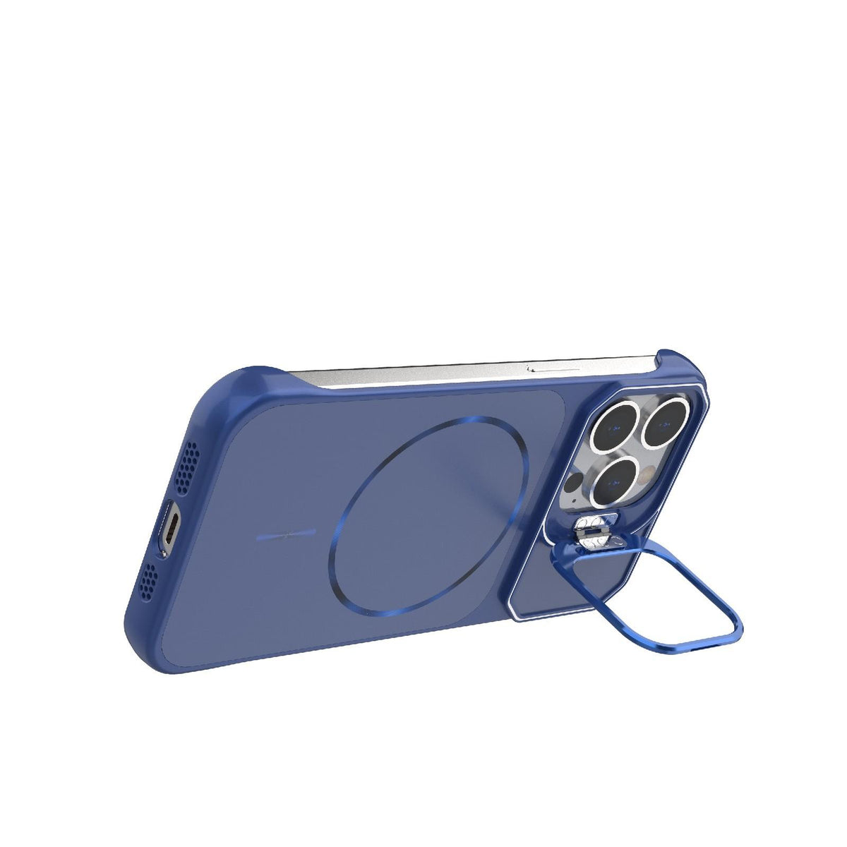 For iPhone 13 Pro Frameless Half-Wrapped PC Magnetic Phone Case - Blue - EDA009914107C