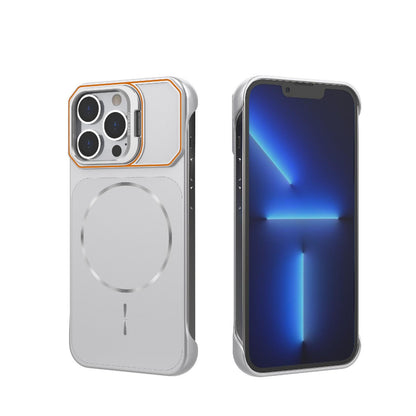 For iPhone 13 Pro Frameless Half-Wrapped PC Magnetic Phone Case - Silver - EDA009914107D