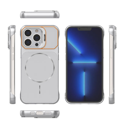 For iPhone 13 Pro Frameless Half-Wrapped PC Magnetic Phone Case - Silver - EDA009914107D