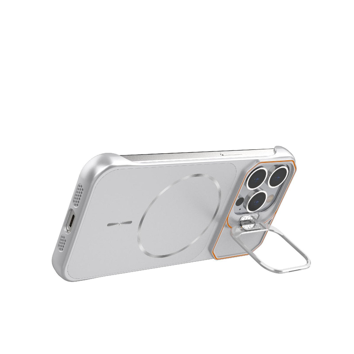 For iPhone 13 Pro Frameless Half-Wrapped PC Magnetic Phone Case - Silver - EDA009914107D