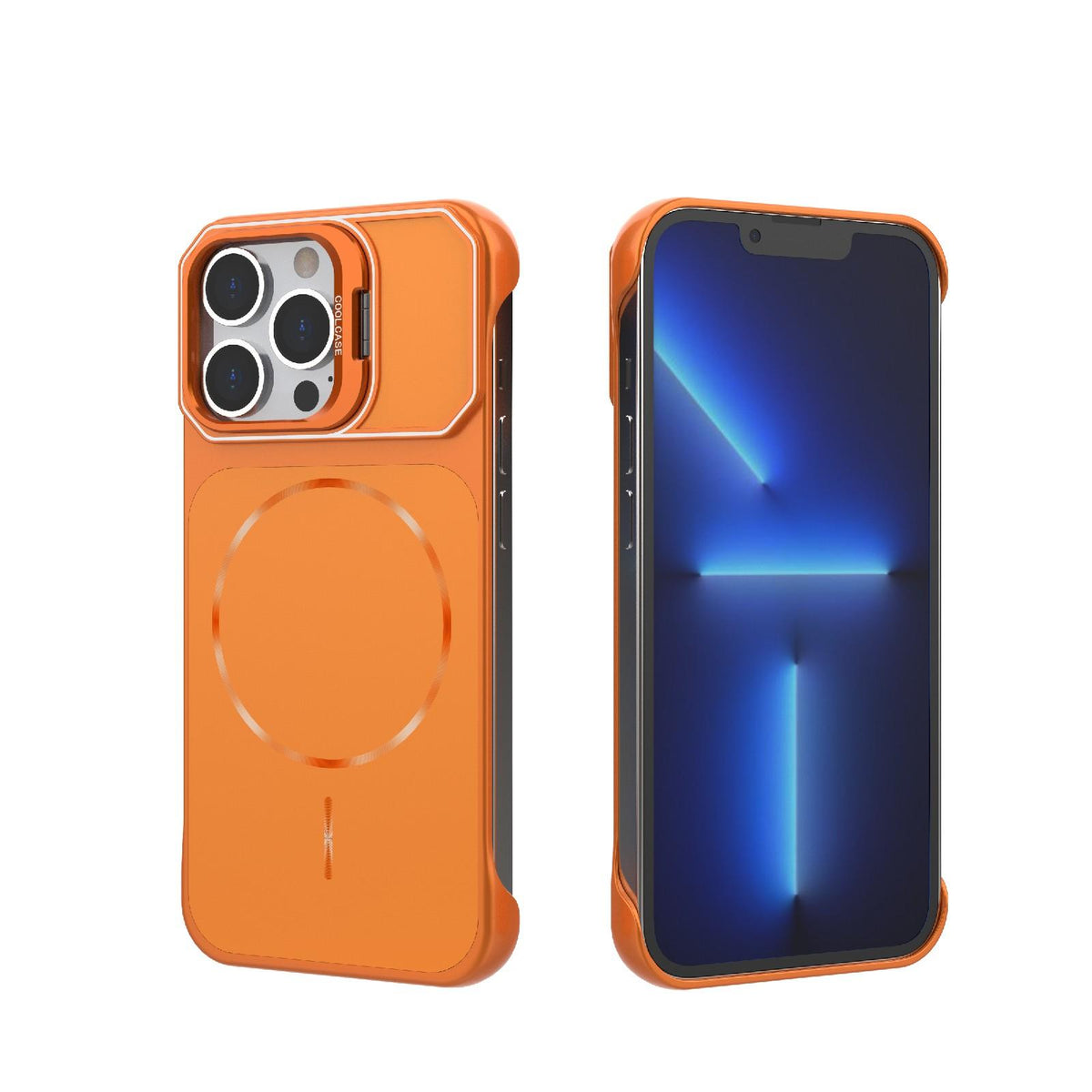 For iPhone 13 Pro Frameless Half-Wrapped PC Magnetic Phone Case - Orange - EDA009914107E