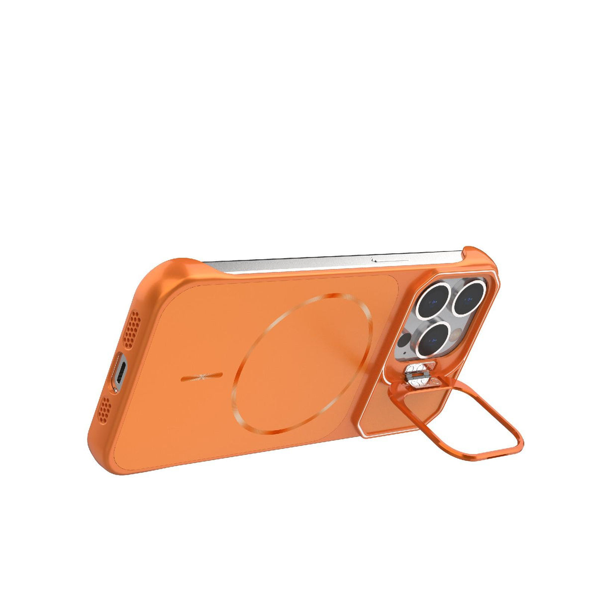 For iPhone 13 Pro Frameless Half-Wrapped PC Magnetic Phone Case - Orange - EDA009914107E
