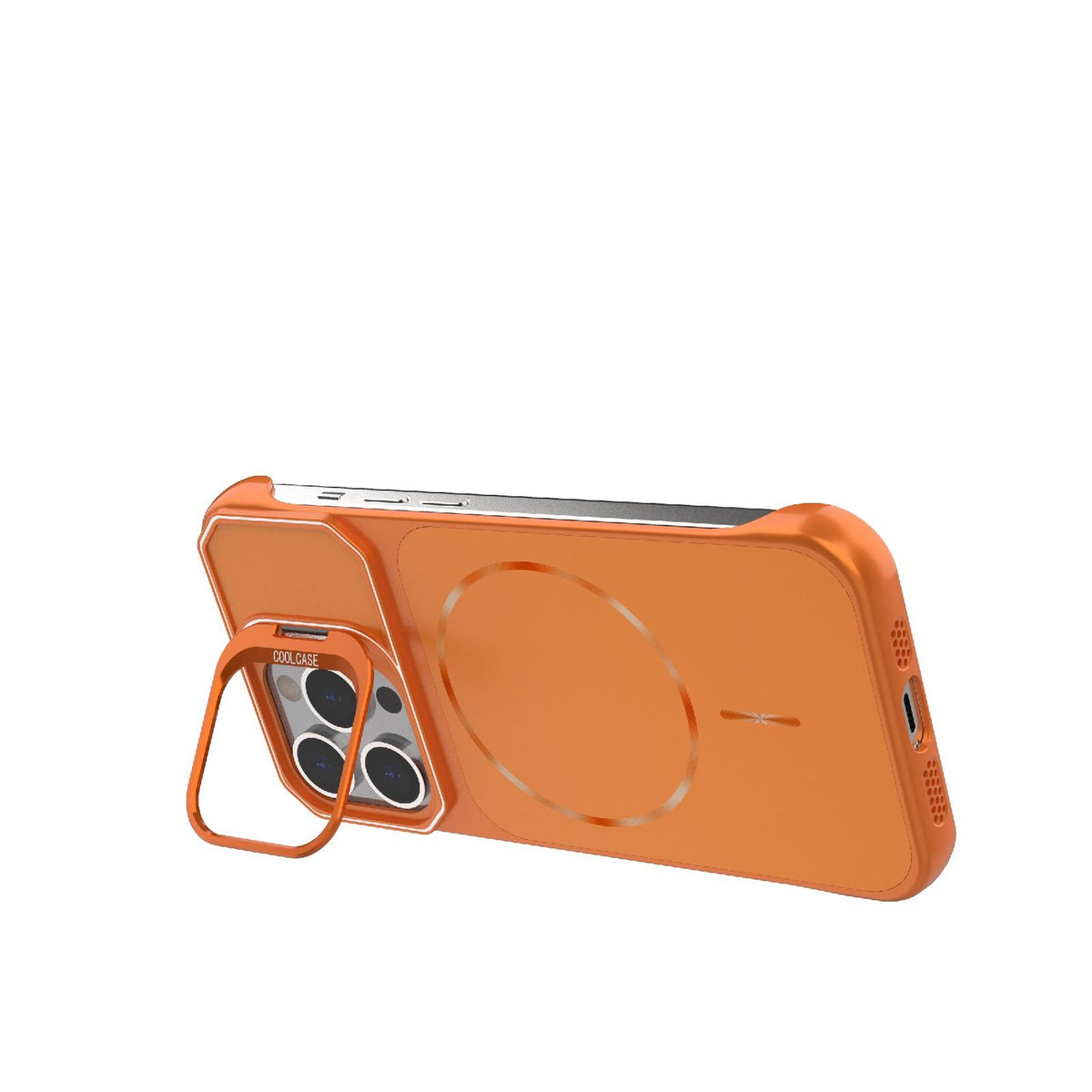 For iPhone 13 Pro Frameless Half-Wrapped PC Magnetic Phone Case - Orange - EDA009914107E