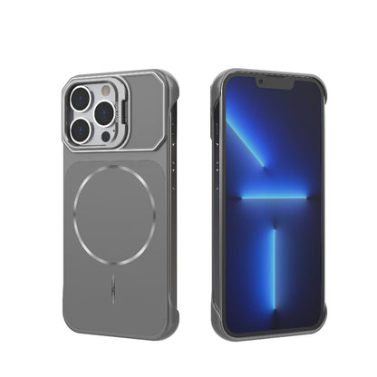 For iPhone 13 Pro Frameless Half-Wrapped PC Magnetic Phone Case - Gray - EDA009914107F